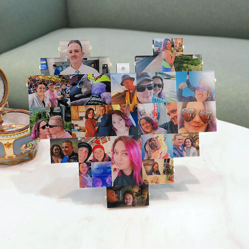 Personalized Picture Lamp Heart Shaped Creative Gift for Family