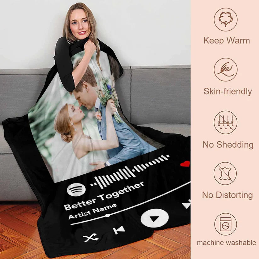 Personalized Photo and Music Blanket