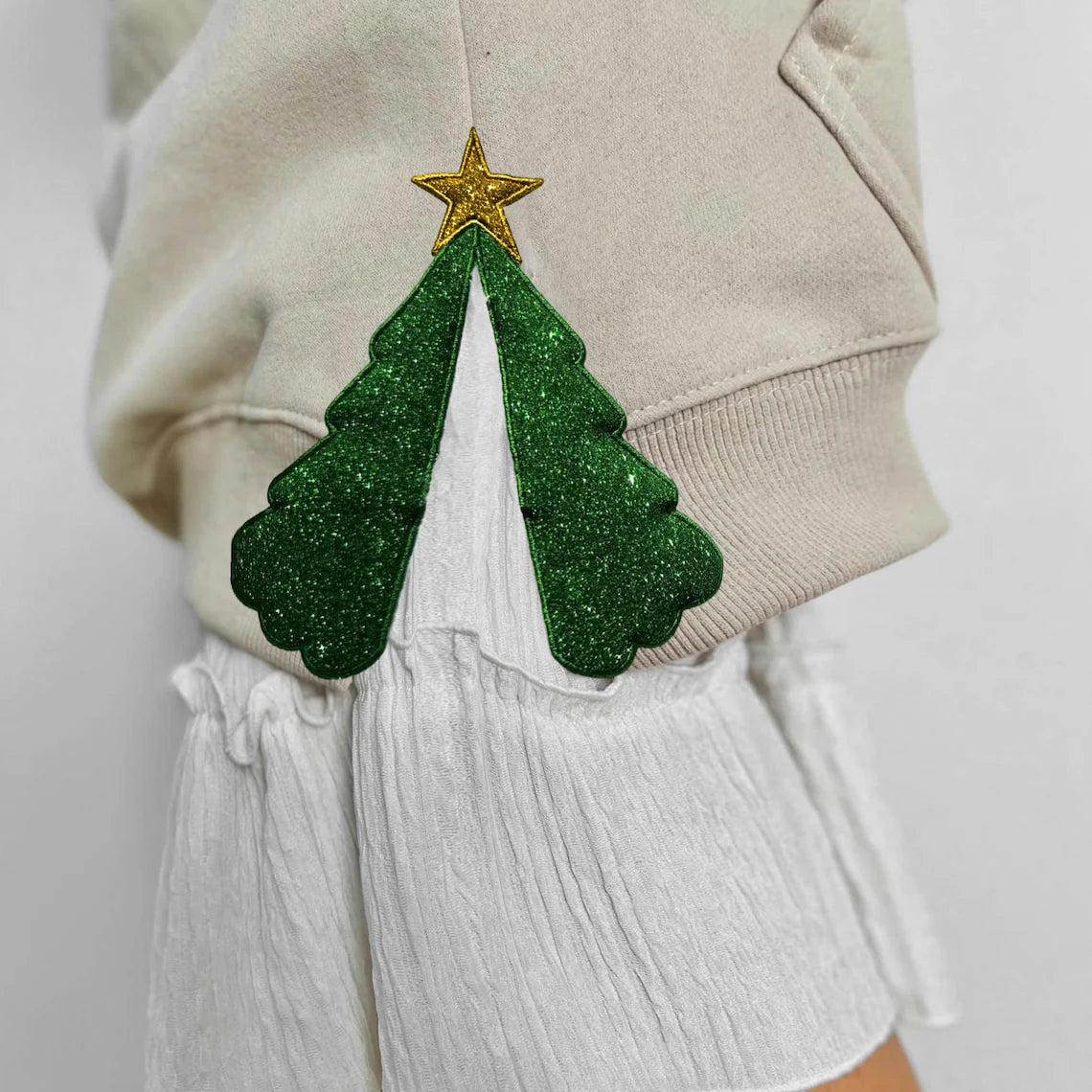 Custom Merry Christmas Side Tree Cut-Out Sweatshirt