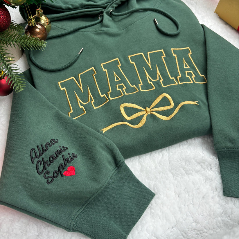 Custom Bow College Mama Embroidered Sweatshirt