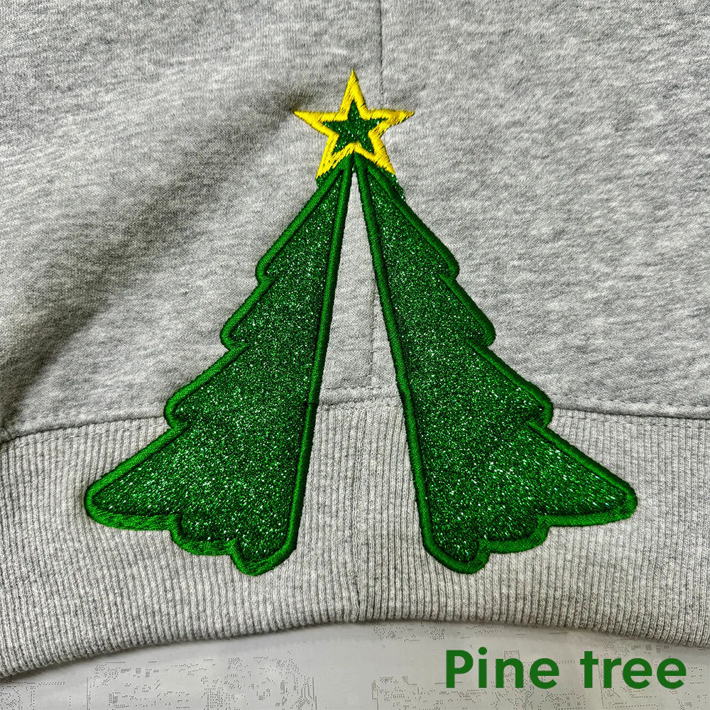 Custom Merry Christmas Side Tree Cut-Out Sweatshirt